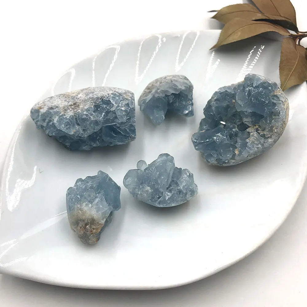 Natural Raw Blue Celestite Quartz Cluster Crystal