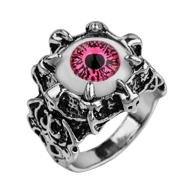 Men's Fashion Vintage Dragon Claw Evil Eye Ring Fashion Devil Eyeball Party Rings Men Jewelry Anime Skull Hip Hop