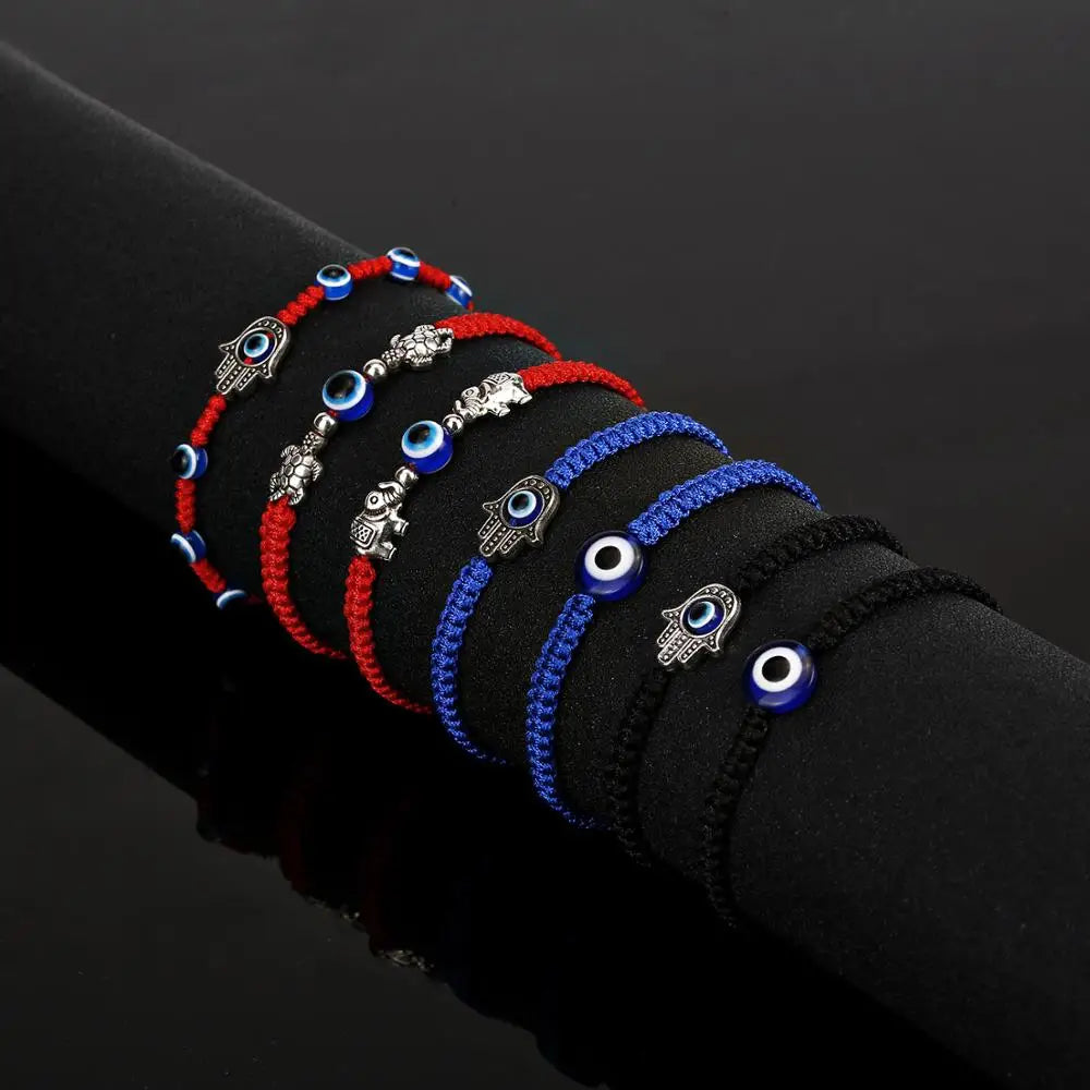 Turkish Blue Evil Eye bracelets For Women Men Hand Elephant Tortoise Charm Red Black Rope String Chain Bangle Men Lucky Jewelry