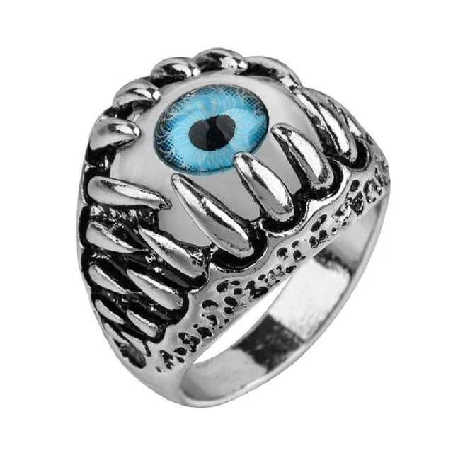 Men's Fashion Vintage Dragon Claw Evil Eye Ring Fashion Devil Eyeball Party Rings Men Jewelry Anime Skull Hip Hop