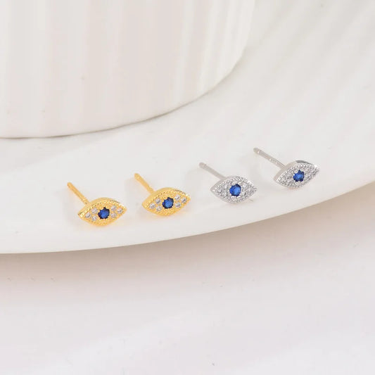 Blue Evil Eye Stud Earrings