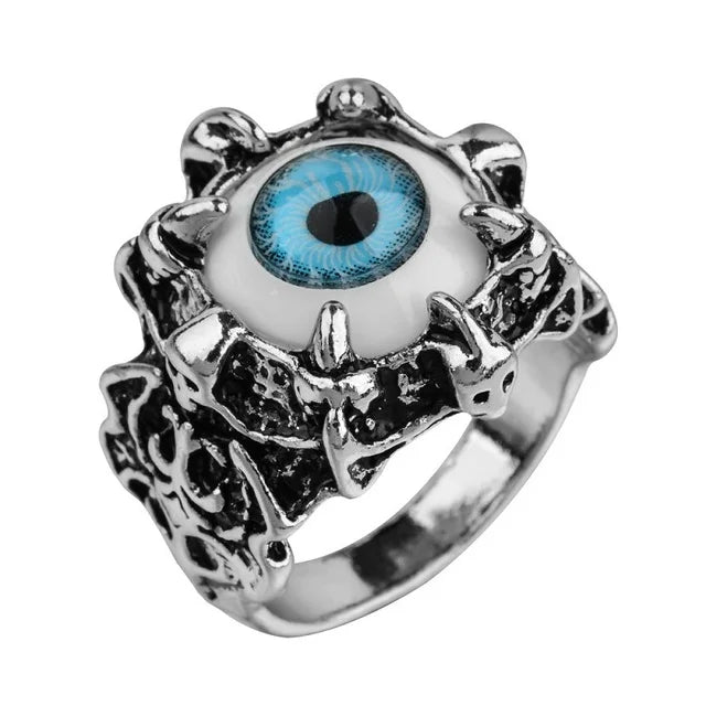 Men's Fashion Vintage Dragon Claw Evil Eye Ring Fashion Devil Eyeball Party Rings Men Jewelry Anime Skull Hip Hop