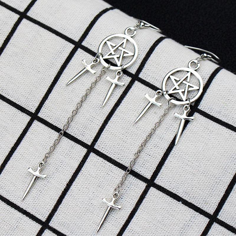 Pentagram Sword Earrings