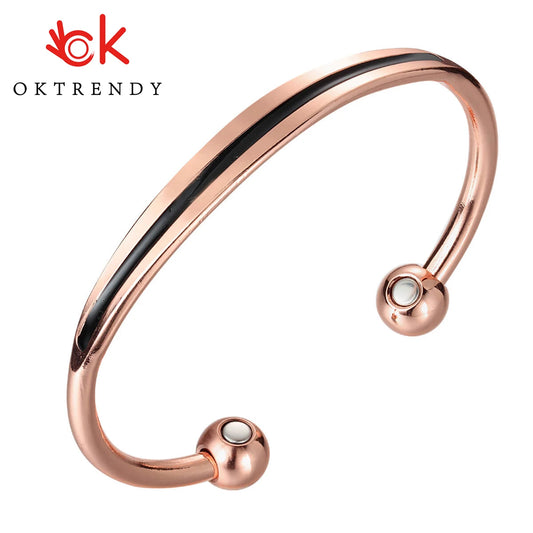 OKtrendy Bohemia Enamel Cuff Bracelets Bangles Pure Copper Bracelet Women Health Energy Magnetic Jewelry Multi-Color Wholesale