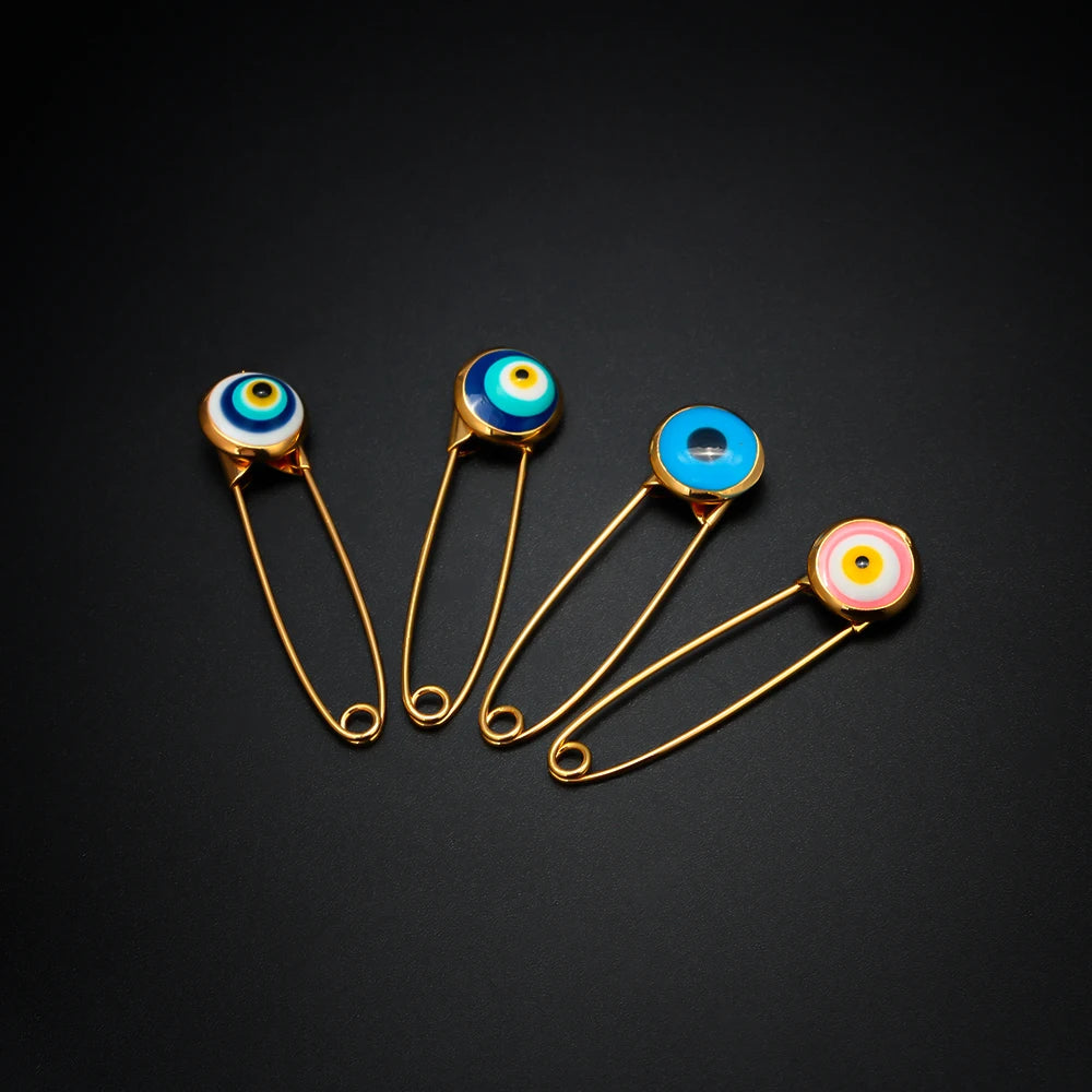 Lucky Eye Colorful Turkish Evil Eye Brooch Pin Gold Color Dropping Oil Brooch Pins Fashion Jewelry Gifts for Women Men EY6571