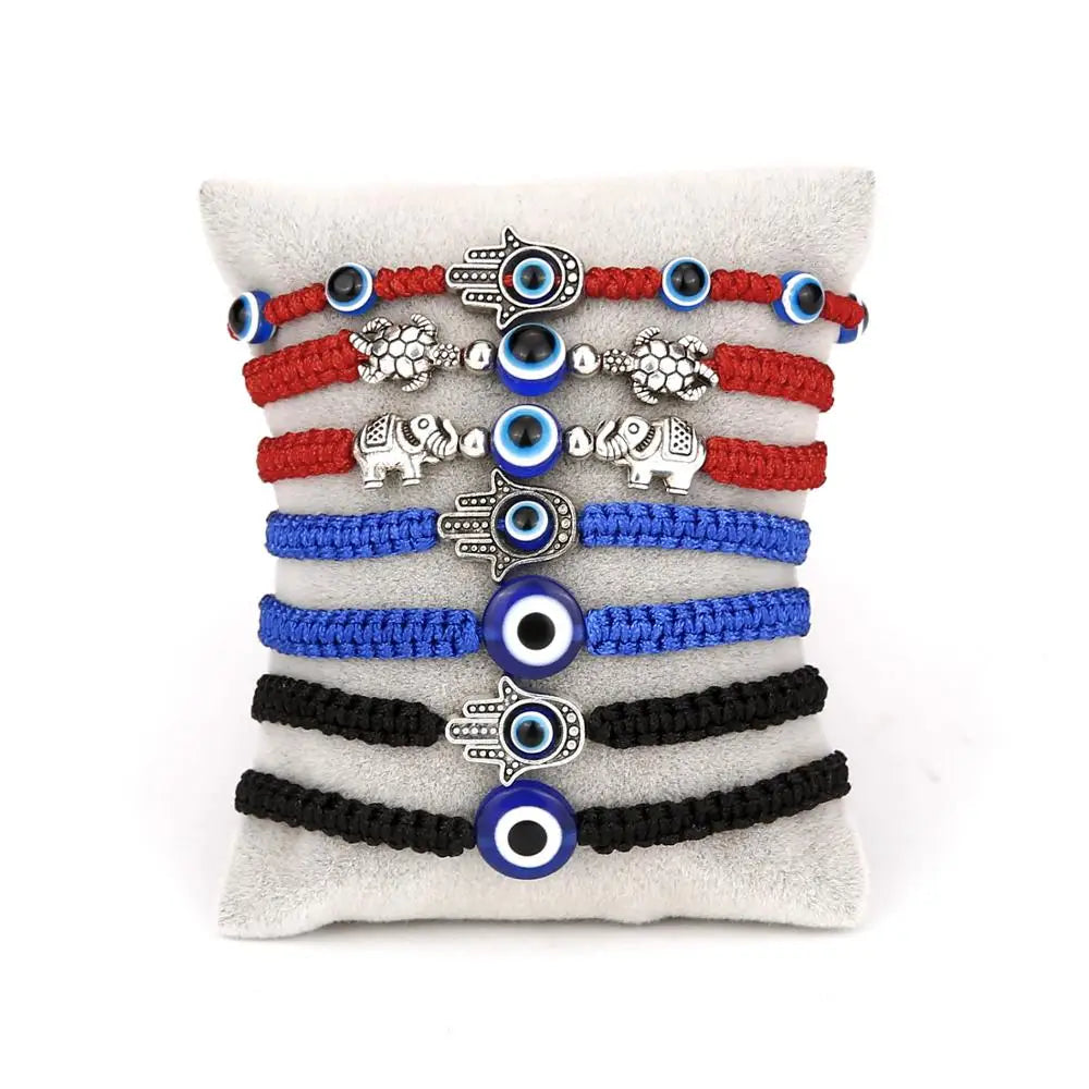 Turkish Blue Evil Eye bracelets For Women Men Hand Elephant Tortoise Charm Red Black Rope String Chain Bangle Men Lucky Jewelry