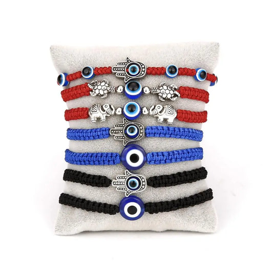 Turkish Blue Evil Eye bracelets For Women Men Hand Elephant Tortoise Charm Red Black Rope String Chain Bangle Men Lucky Jewelry