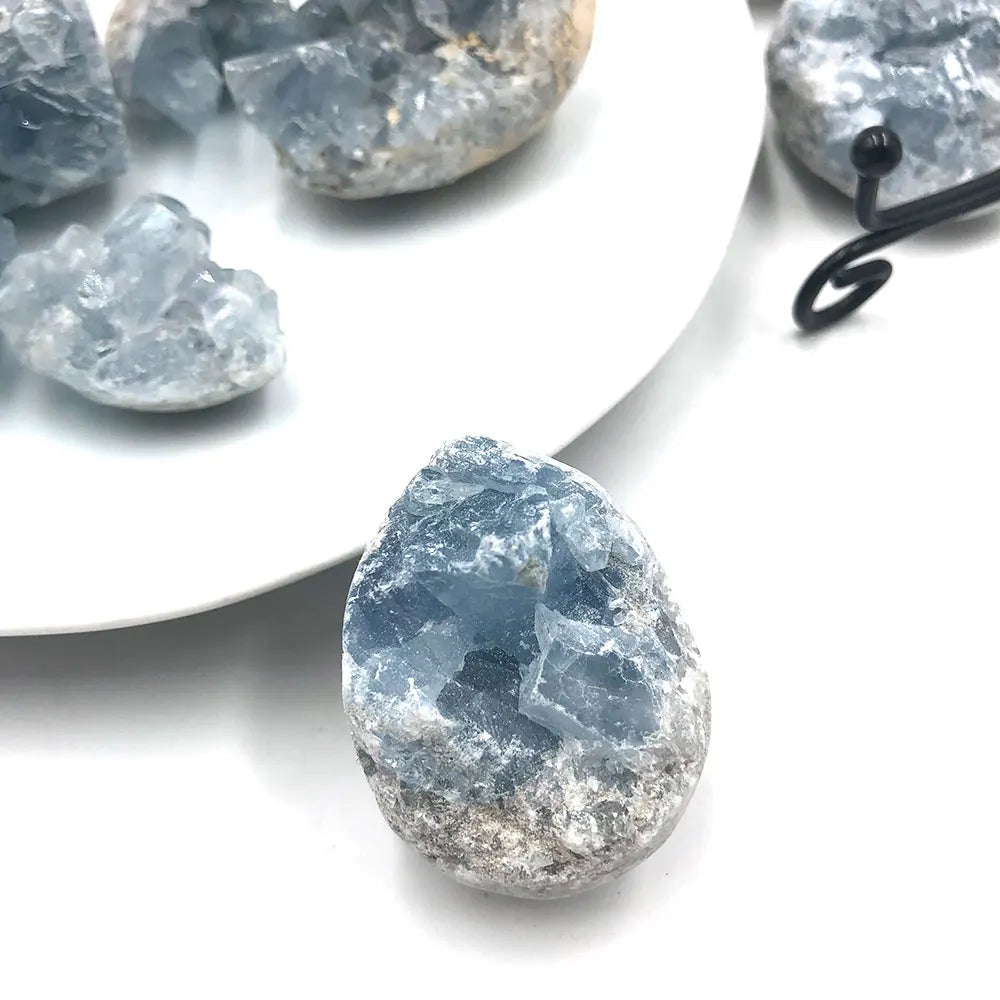 Natural Raw Blue Celestite Quartz Cluster Crystal