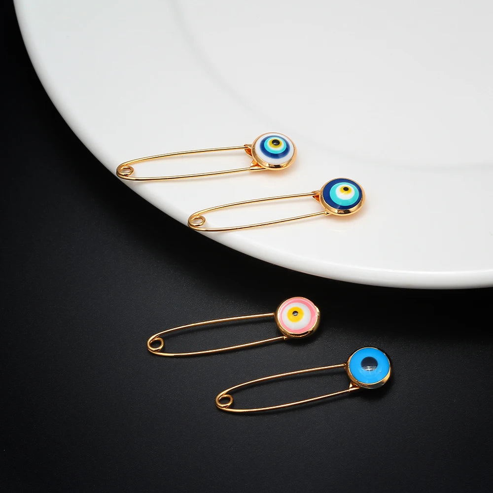 Lucky Eye Colorful Turkish Evil Eye Brooch Pin Gold Color Dropping Oil Brooch Pins Fashion Jewelry Gifts for Women Men EY6571