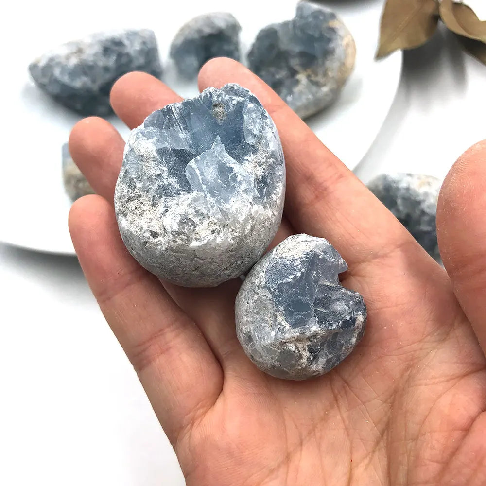 Natural Raw Blue Celestite Quartz Cluster Crystal