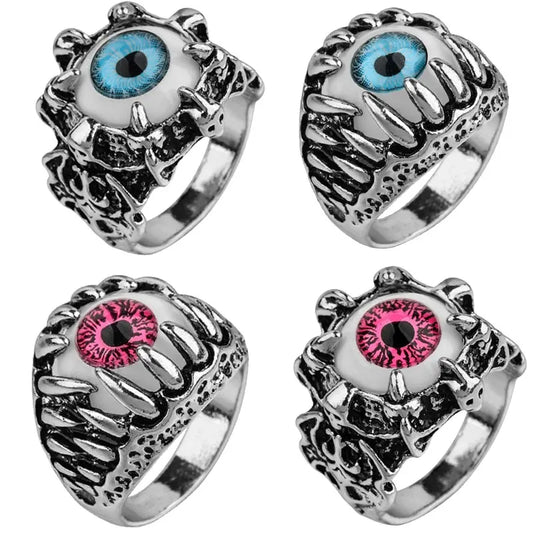 Men's Fashion Vintage Dragon Claw Evil Eye Ring Fashion Devil Eyeball Party Rings Men Jewelry Anime Skull Hip Hop