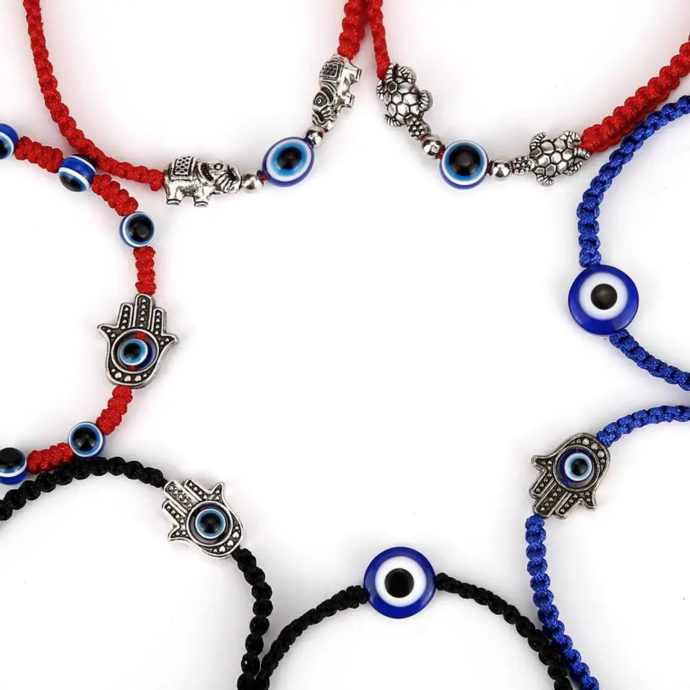 Turkish Blue Evil Eye bracelets For Women Men Hand Elephant Tortoise Charm Red Black Rope String Chain Bangle Men Lucky Jewelry