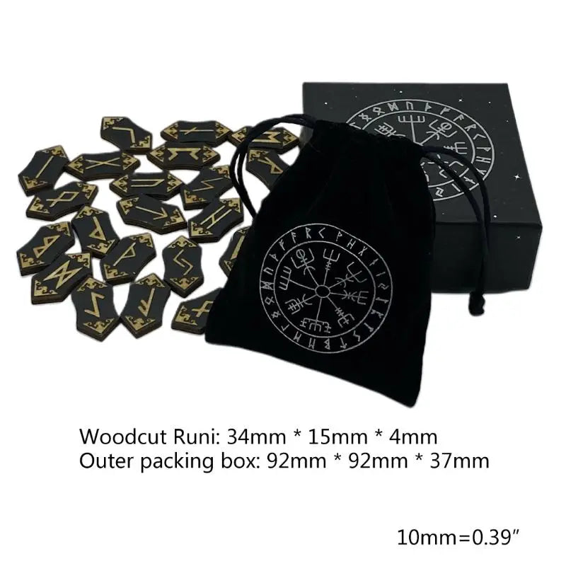 25Pcs/Set Wooden Runes Stones