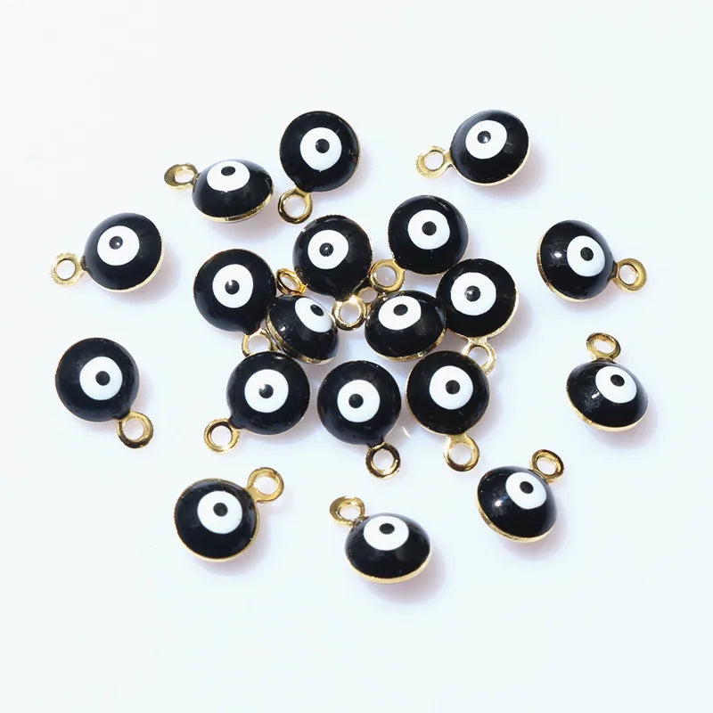 20pcs 8.5x6mm Enamel Evil Eyes Ball Charms