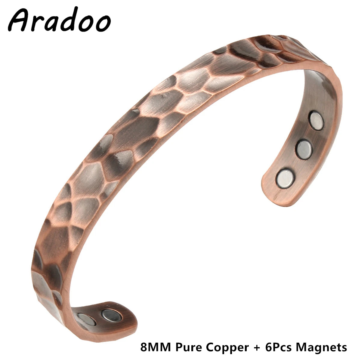 Vintage Pure Copper 18Pcs 3500 Gauss Strong Magnetic Therapy Open Cuff Bracelet