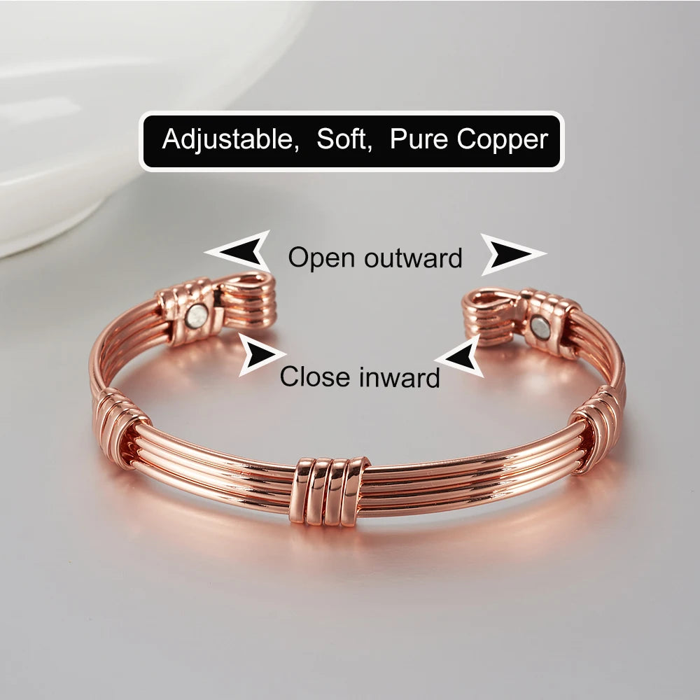 Vinterly Pure Copper Bracelets Magnetic Braided Stripe Adjustable Bangles Arthritis Health Magnets Jewelry Metal Anti Radiation