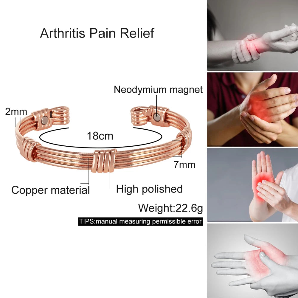 Vinterly Pure Copper Bracelets Magnetic Braided Stripe Adjustable Bangles Arthritis Health Magnets Jewelry Metal Anti Radiation