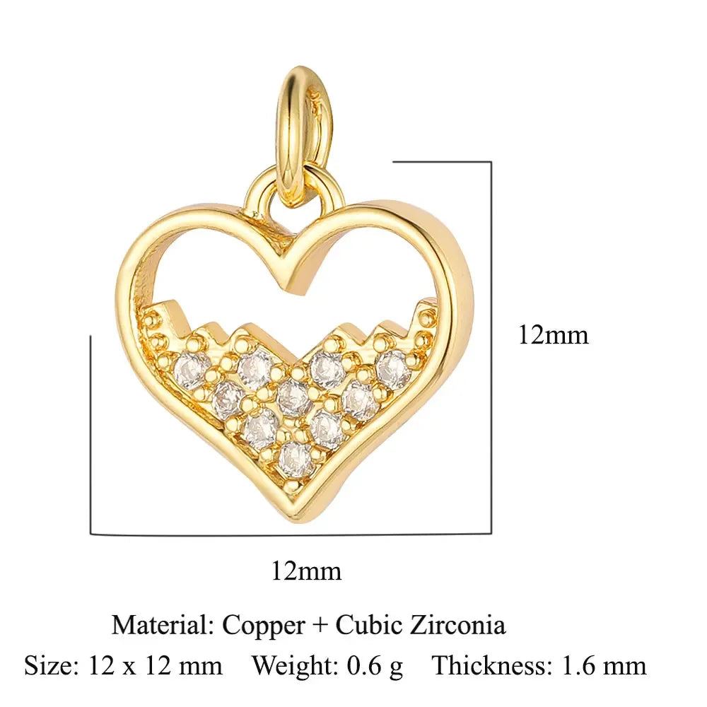 Round Ball Cross Heart Copper Zircon Jewelry Charms