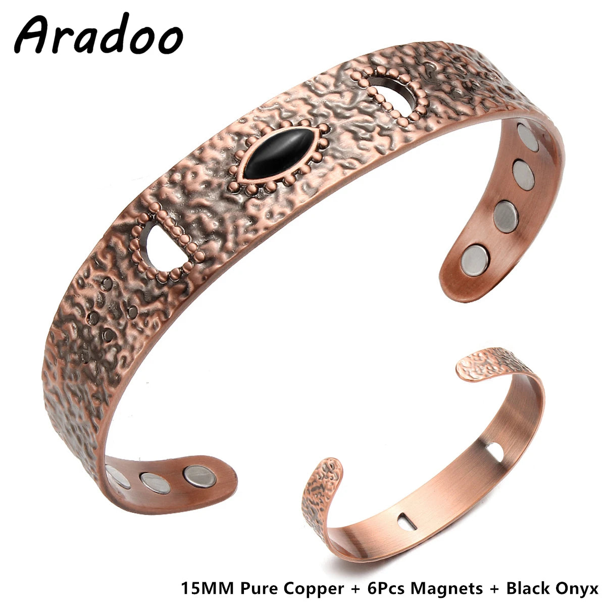 Vintage Pure Copper 18Pcs 3500 Gauss Strong Magnetic Therapy Open Cuff Bracelet