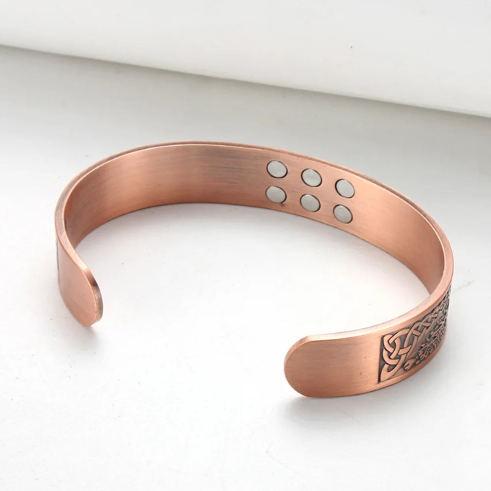 Vintage Pure Copper 18Pcs 3500 Gauss Strong Magnetic Therapy Open Cuff Bracelet