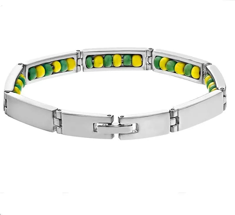 G&D New Luxury Fashion Stainless Steel Jewelry Color Yellow Green Orula Bracelet Mix Beads Unisex Bangle For Women/Men Gift