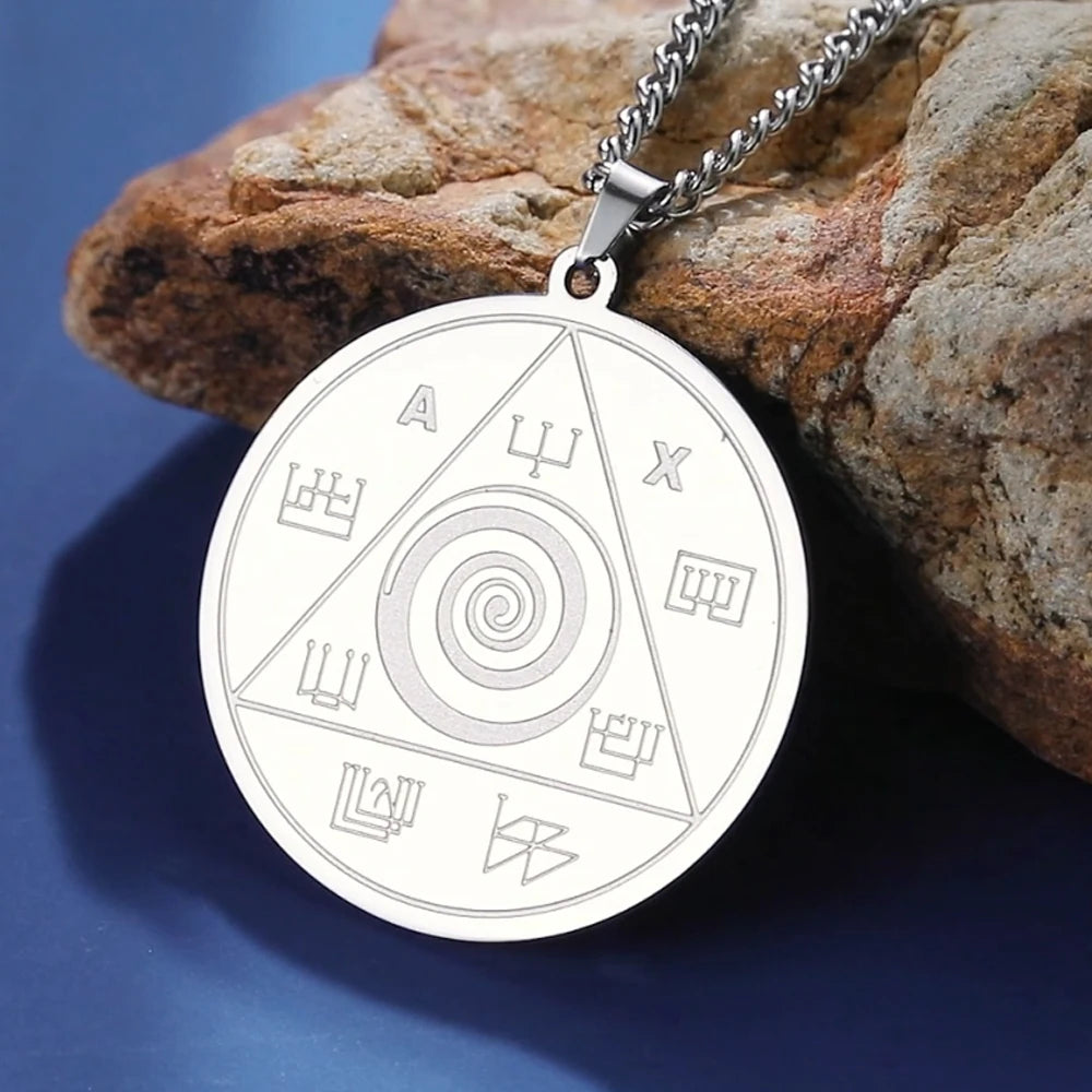 Dawapara Powerful Pendant of Abraxas Necklace Money Protection Talisman Spiritual Occult Amulet Stainless Steel Jewelry