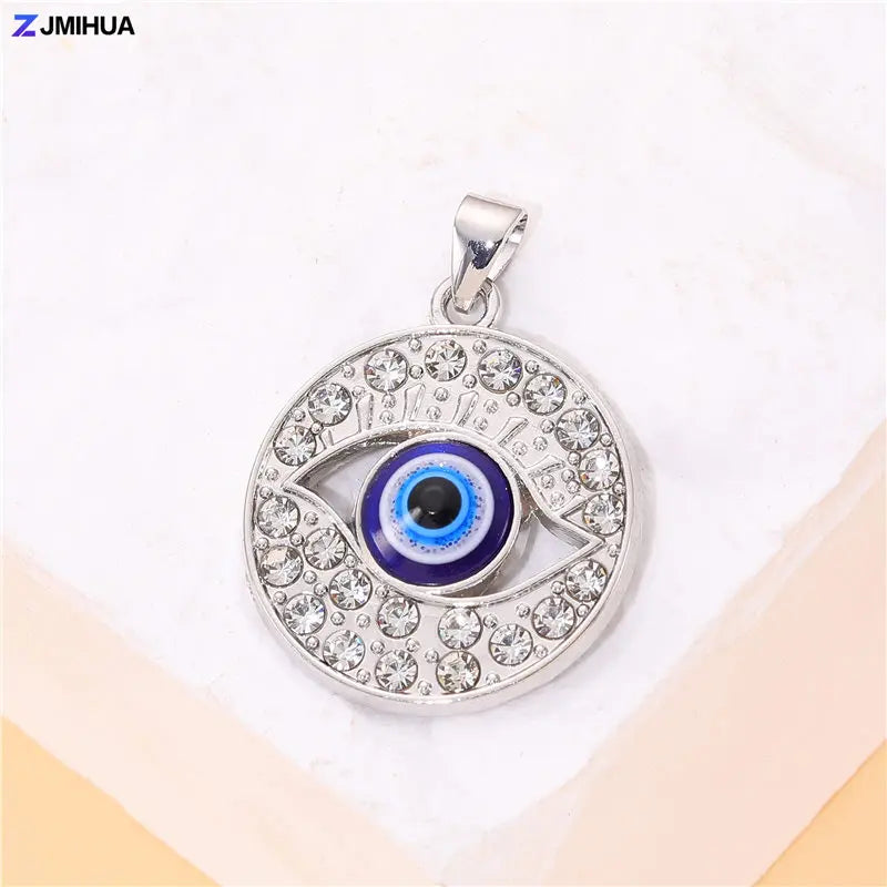 Crystal Charms Blue Turkish Evil Eye Pendants For Jewelry Making Findings DIY Designer Necklaces Earrings Supplies Accessories