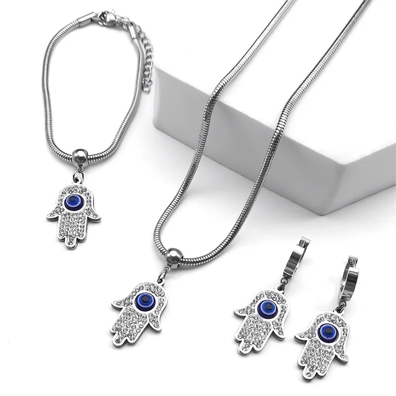 Luxury Turkish Blue Evil Eye Hamsa Fatima