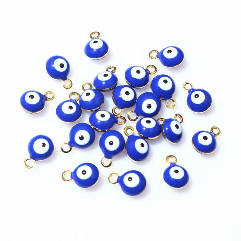 20pcs 8.5x6mm Enamel Evil Eyes Ball Charms