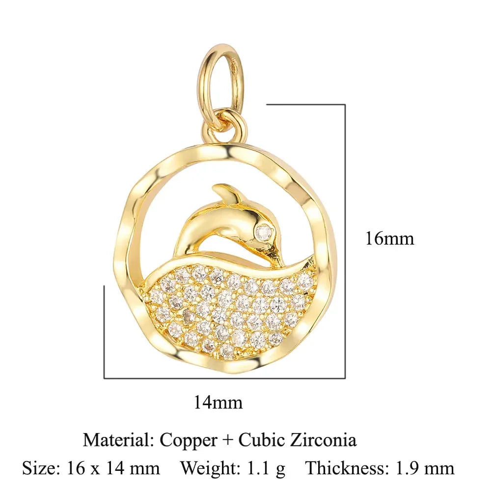 Round Ball Cross Heart Copper Zircon Jewelry Charms