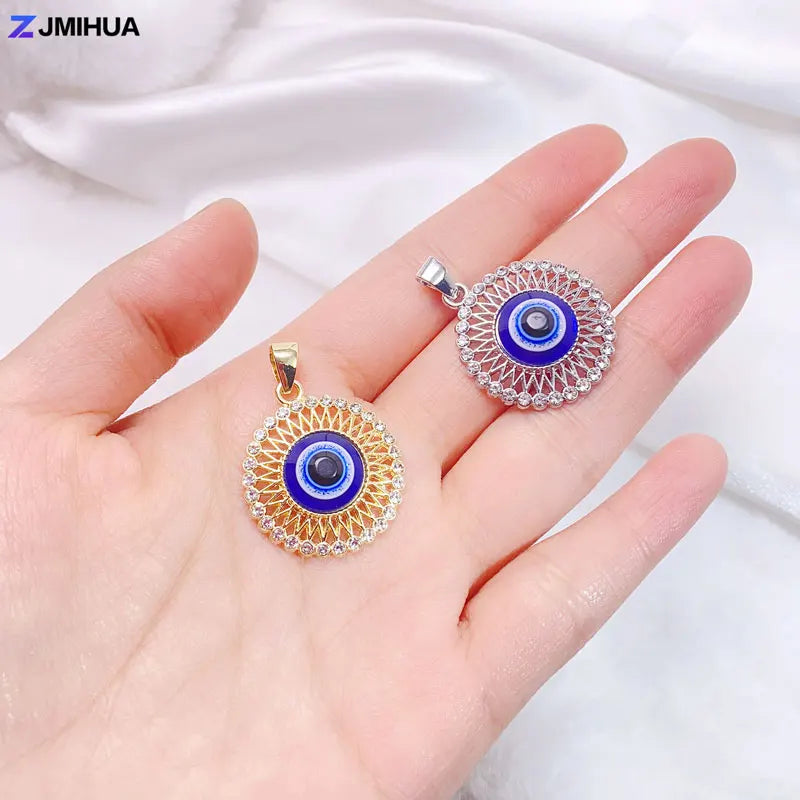 Crystal Charms Blue Turkish Evil Eye Pendants For Jewelry Making Findings DIY Designer Necklaces Earrings Supplies Accessories