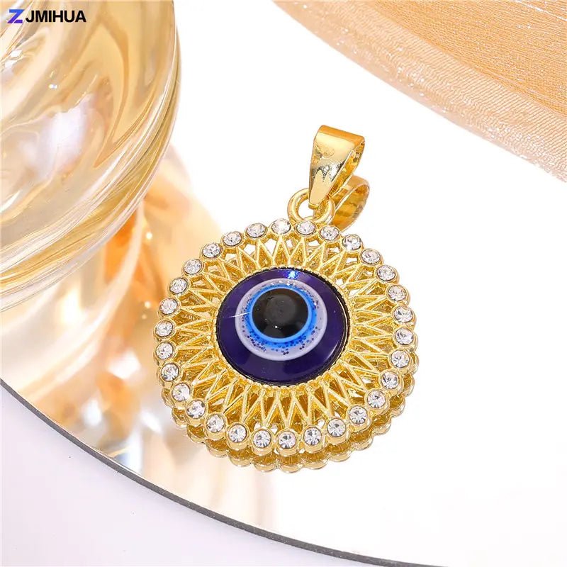 Crystal Charms Blue Turkish Evil Eye Pendants For Jewelry Making Findings DIY Designer Necklaces Earrings Supplies Accessories