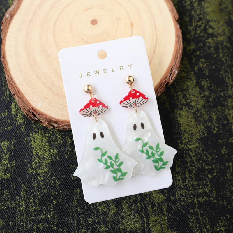 2024 Cute Cartoon Mushroom evil eye earrings