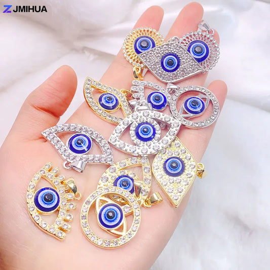 Crystal Charms Blue Turkish Evil Eye Pendants For Jewelry Making Findings DIY Designer Necklaces Earrings Supplies Accessories