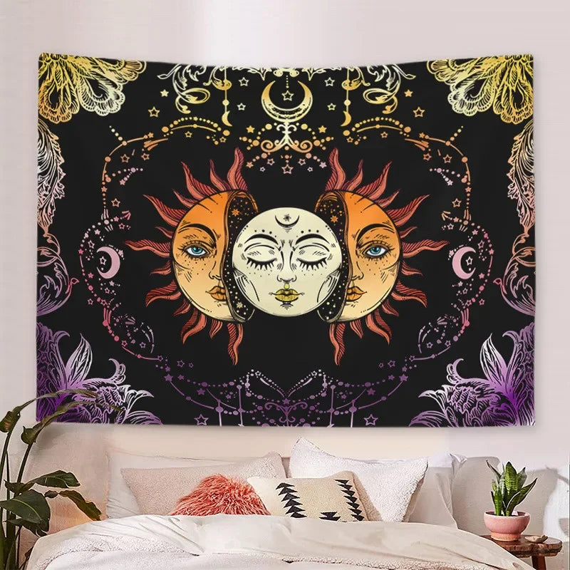 Psychedelic Tarot Trippy Sublime Sun Tapestry Wall Hanging Hippie Tapestries Mushroom Tapestry Aesthetic Room Home Decor