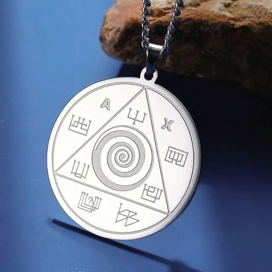 Dawapara Powerful Pendant of Abraxas Necklace Money Protection Talisman Spiritual Occult Amulet Stainless Steel Jewelry