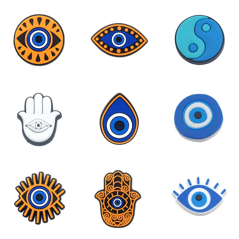 Evil Eye Shoe Charms for Crocs Accessories Blue Eyeball Monster Badge Women Buckle Kids Pins Decoration Jeans Shoes Accessories