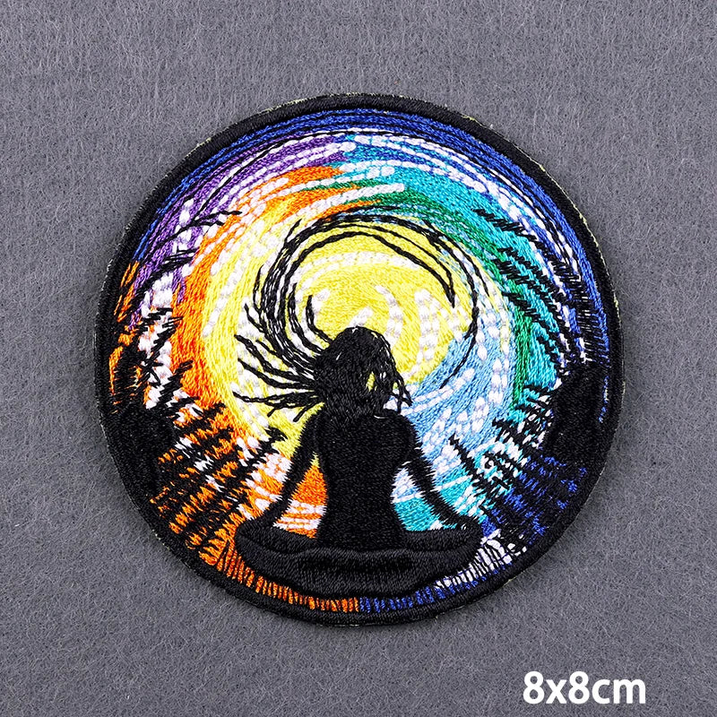 Stay Trippy Iron On Patches Landscape Scenery Patches For Clothing Themoadhesive Patch On Clothes Ironing Stickers DIY