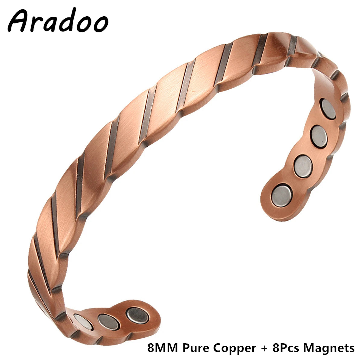 Vintage Pure Copper 18Pcs 3500 Gauss Strong Magnetic Therapy Open Cuff Bracelet