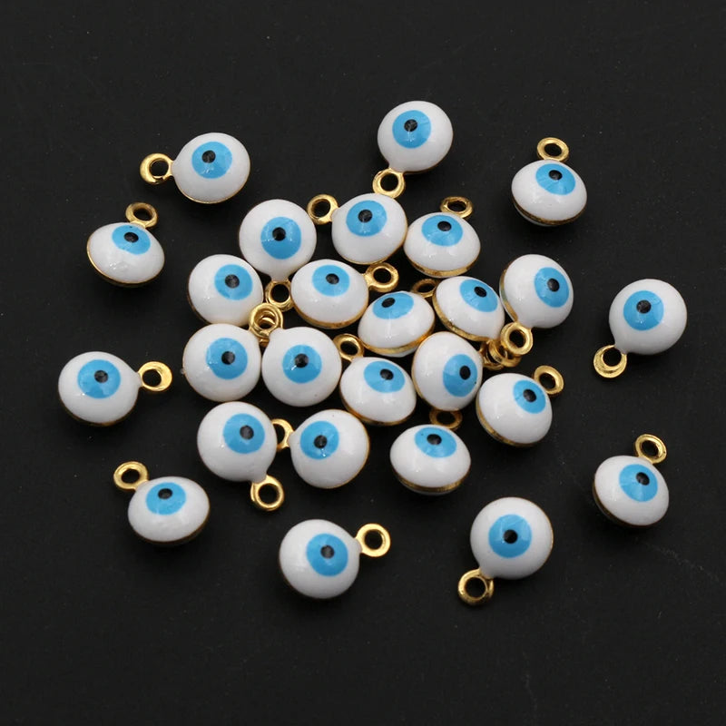 20pcs 8.5x6mm Enamel Evil Eyes Ball Charms