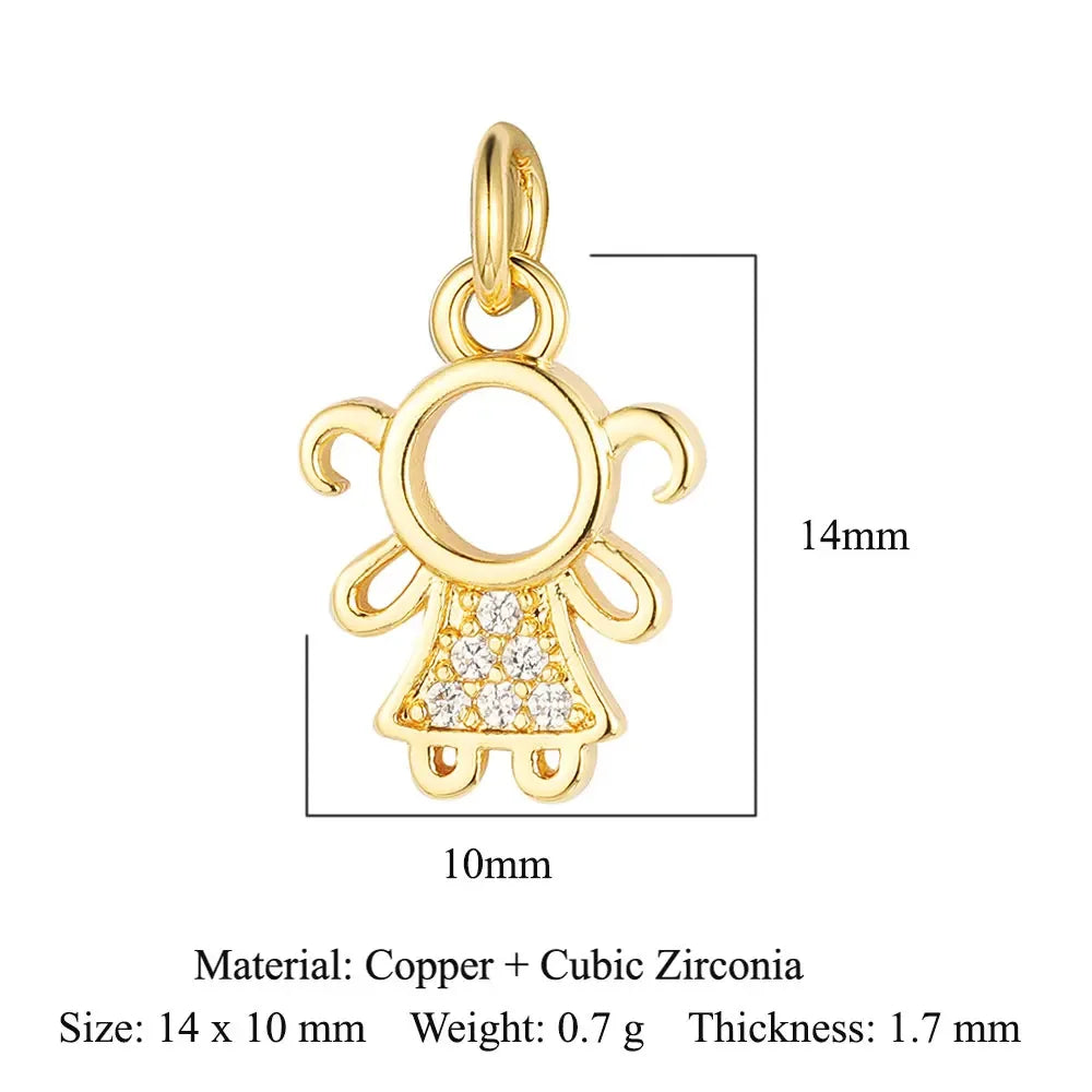 Round Ball Cross Heart Copper Zircon Jewelry Charms