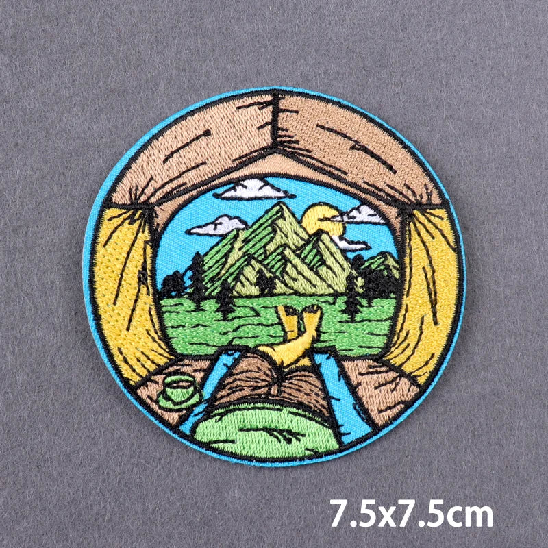 Stay Trippy Iron On Patches Landscape Scenery Patches For Clothing Themoadhesive Patch On Clothes Ironing Stickers DIY