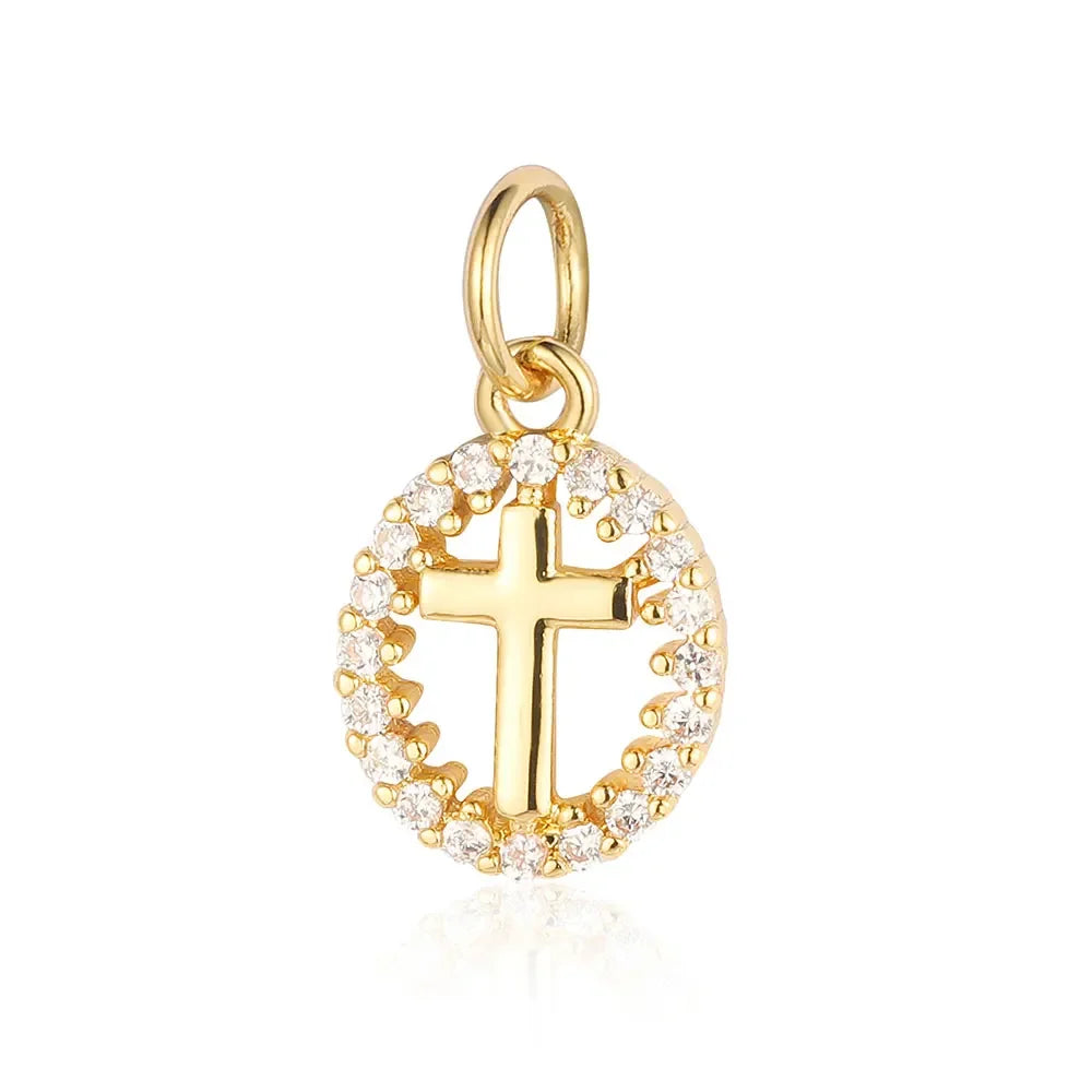 Round Ball Cross Heart Copper Zircon Jewelry Charms