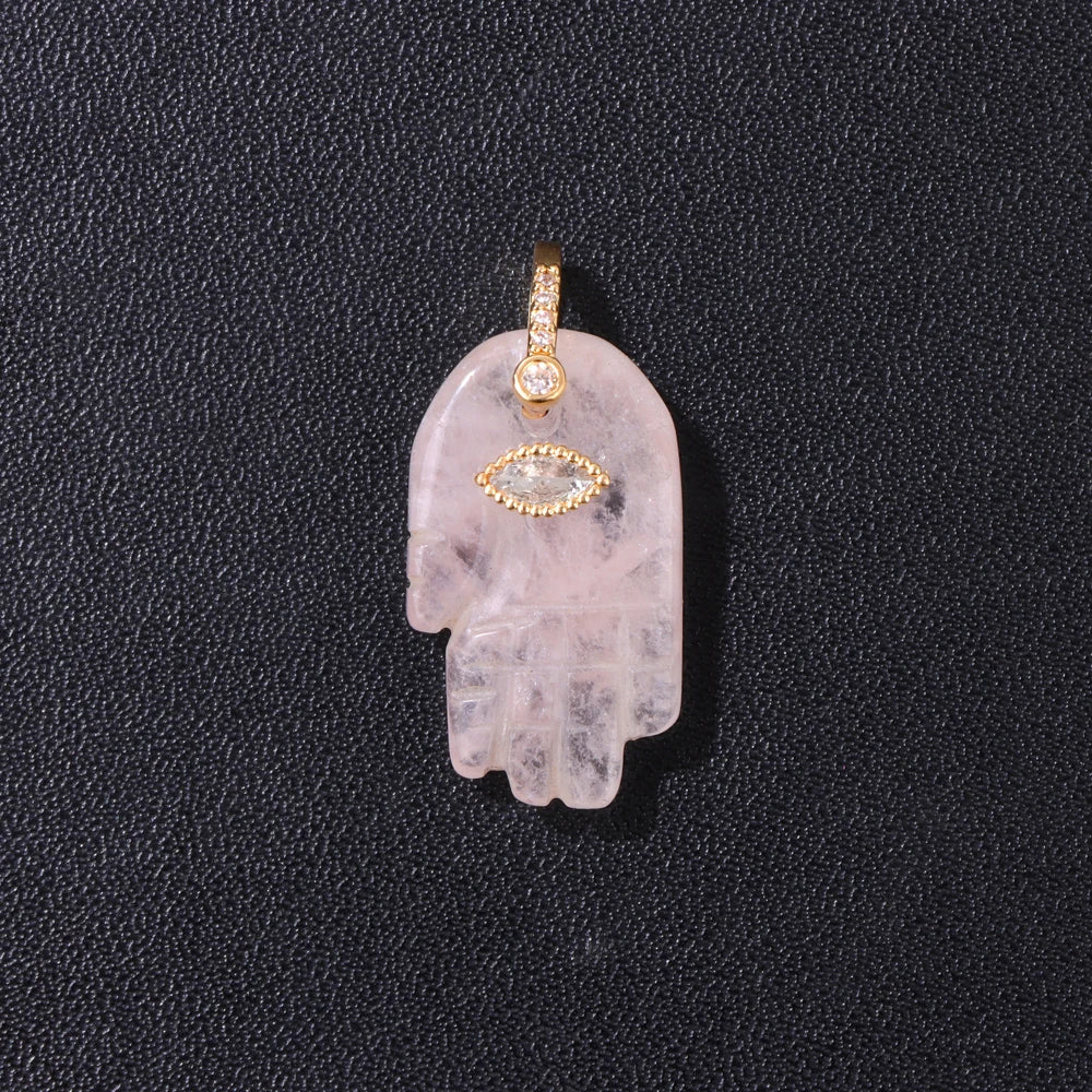 1Pc Fatima Hand Pendant Natural Crystal Tiger Eye Stone