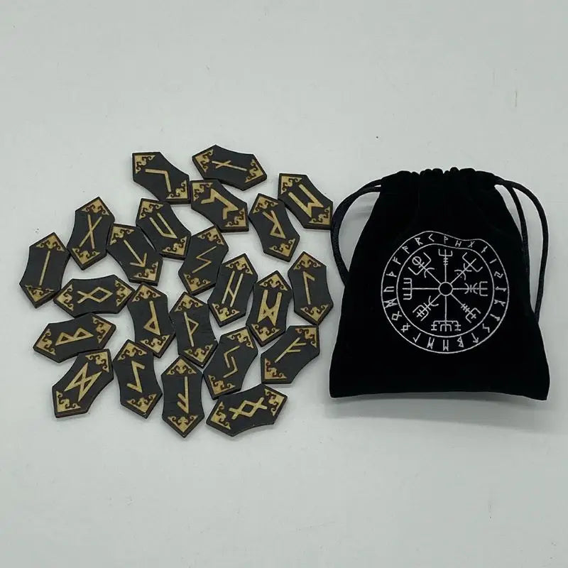 25Pcs/Set Wooden Runes Stones