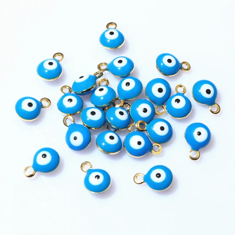 20pcs 8.5x6mm Enamel Evil Eyes Ball Charms