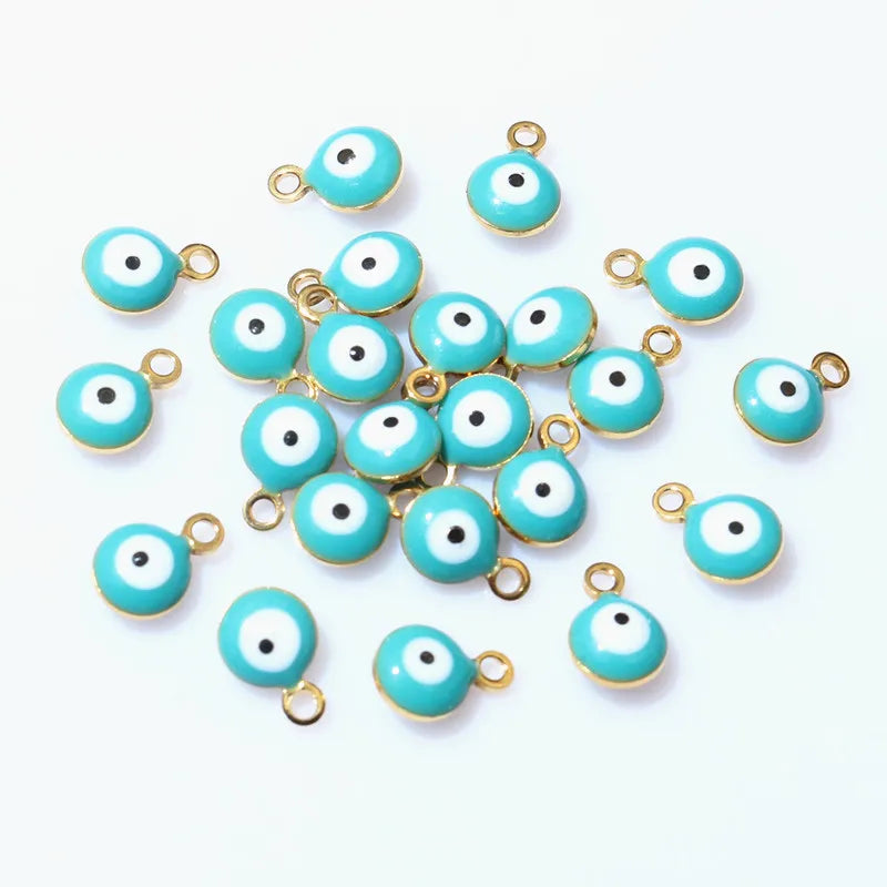 20pcs 8.5x6mm Enamel Evil Eyes Ball Charms