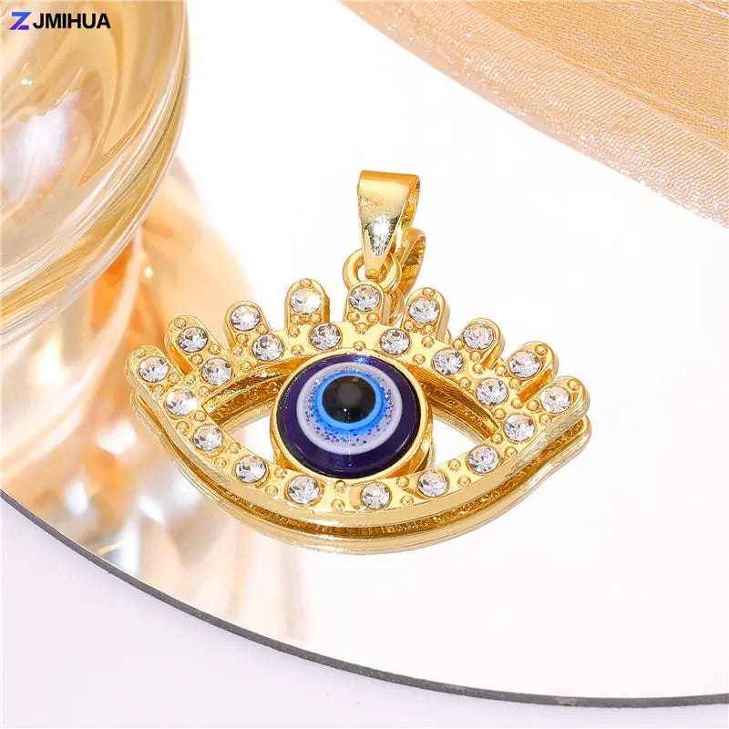 Crystal Charms Blue Turkish Evil Eye Pendants For Jewelry Making Findings DIY Designer Necklaces Earrings Supplies Accessories