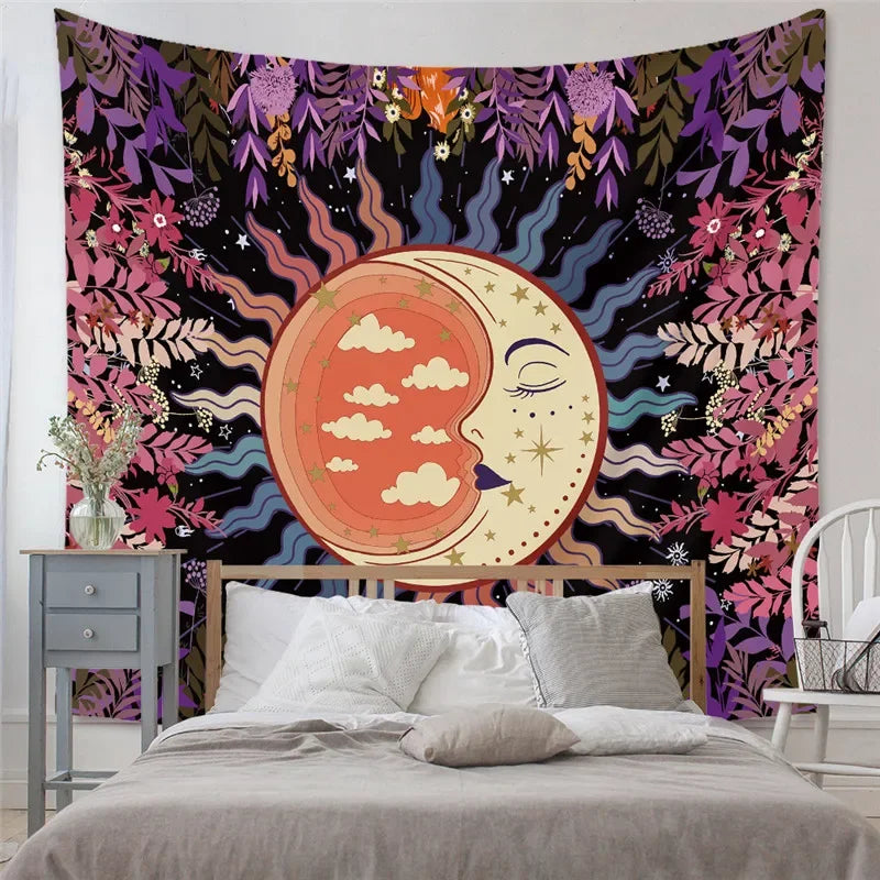 Psychedelic Tarot Trippy Sublime Sun Tapestry Wall Hanging Hippie Tapestries Mushroom Tapestry Aesthetic Room Home Decor