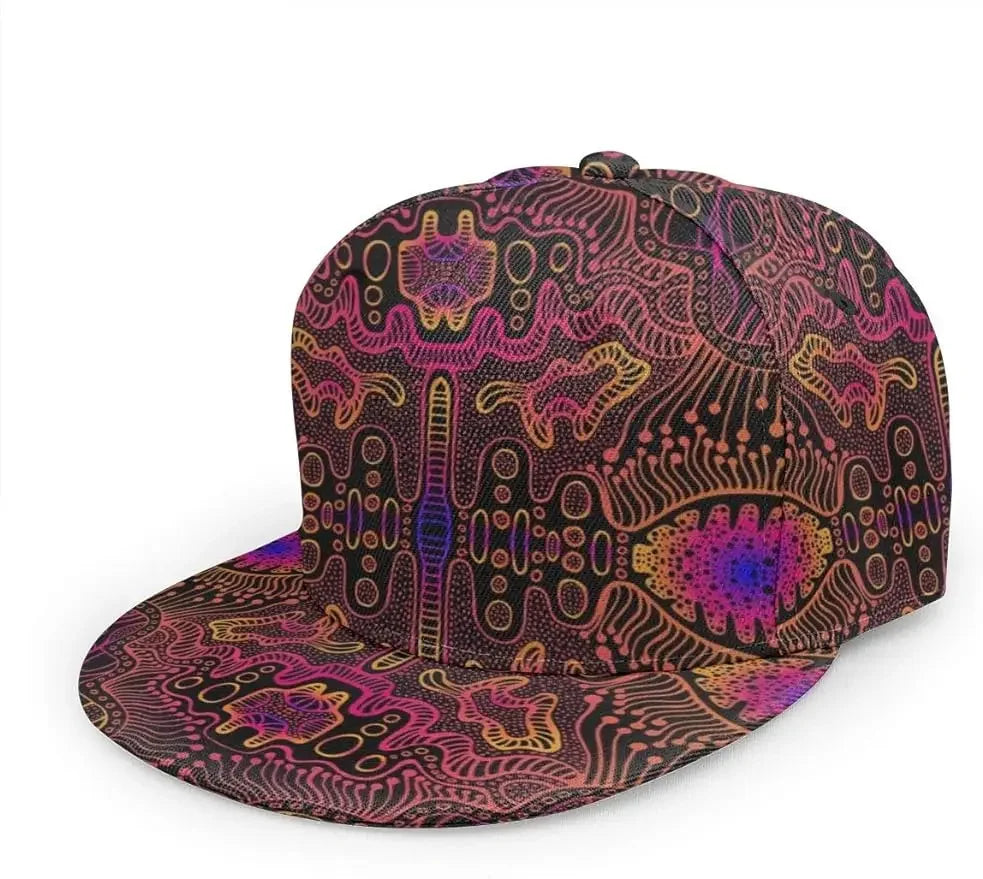 Space Psychedelic Trippy Abstract Flat Bill Brim Cap Cool Hip Hop Trucker Hat Men Women Adjustable Baseball Caps